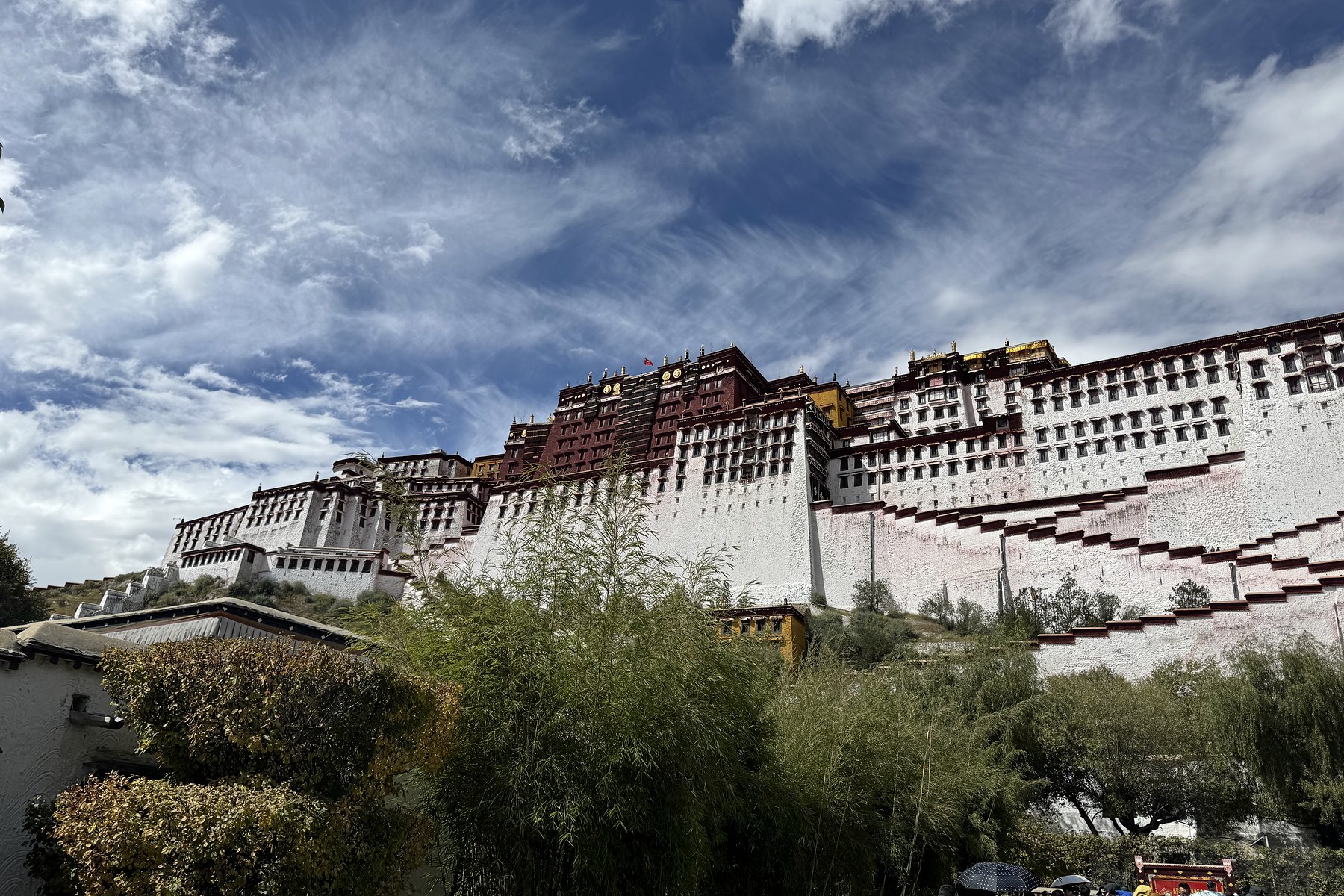 Potala Palace and the buildings below it under a clear sky